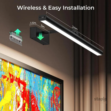 Wireless Picture Lights for Wall Battery Operated Wall Light for Painting Rechargeable CCT Rotatable Art Gallery Light