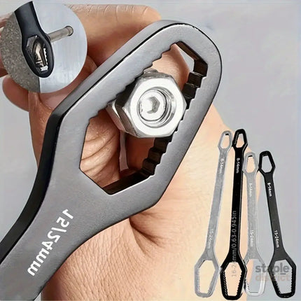 Black multi-functional 5mm thick box wrench double-ended self-tightening adjustable wrench wrench diameter 3-17mm