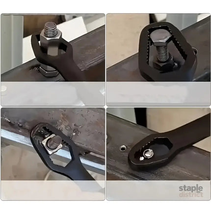 Black multi-functional 5mm thick box wrench double-ended self-tightening adjustable wrench wrench diameter 3-17mm