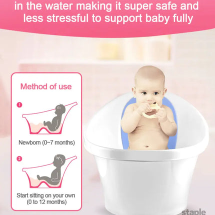 Blue Baby Bath With Backrest & Bum Bump Support-2006732771409661957