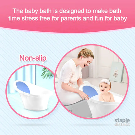 Blue Baby Bath With Backrest & Bum Bump Support-2006732771409661960