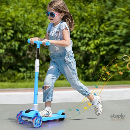 Bopeep Foldable Kids Scooter LED Music Blue-2006732821489651718