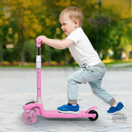 Bopeep Foldable Kids Scooter LED Music Pink-2006732821967802375