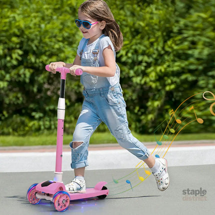 Bopeep Foldable Kids Scooter LED Music Pink-2006732821967802374