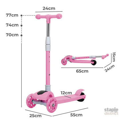 Bopeep Foldable Kids Scooter LED Music Pink-2006732821967802370