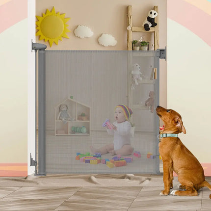 BoPeep Retractable Baby Safety Gates 150cm Grey 150 cm-2029387267486912518