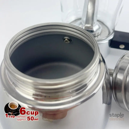 Borosilicate Glass Stainless Steel Moka Pot Coffee Maker Italian Espresso 6Cups - Appliances > Kitchen Appliances >