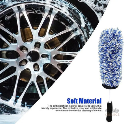 Car Wheel Cleaning Brush Tool Alloy Soft Bristle - Blue + White - Auto Accessories > Auto Accessories Others >