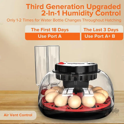 CARLA HOME 12 Egg Incubator with Automatic Turning, LED Display, Humidity & Temperature Control, Auto Water System & Built-in Egg Candler for Chicken, Duck, Quail, Goose-2050057511943409666
