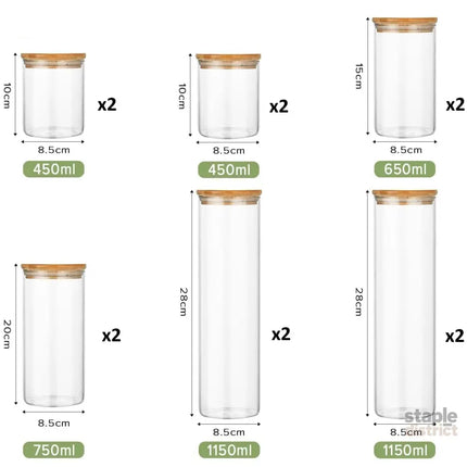 CARLA HOME 12 Pack Glass Storage Jars with Bamboo Lids for Kitchen Pantry, Pasta, Snacks, Cookies, Candy & More-2042061553758507009