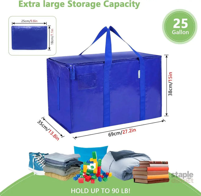 CARLA HOME 12-Pack Large Moving Storage Bags with Zippers & Handles with 95 Liters Capacity for Space Saving, Travel, Camping & Organization (Blue)-2050057512102793218