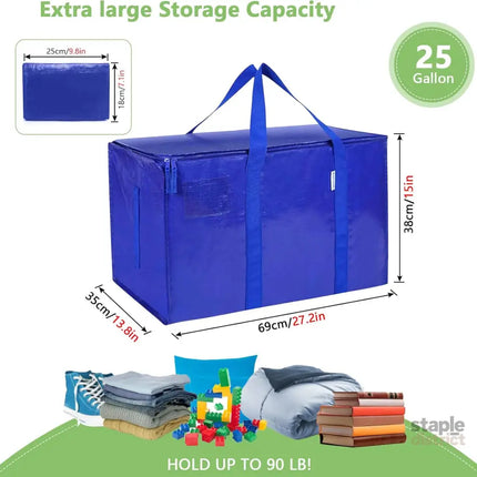 CARLA HOME 12-Pack Large Moving Storage Bags with Zippers & Handles with 95 Liters Capacity for Space Saving, Travel, Camping & Organization (Blue)-2050057512102793218
