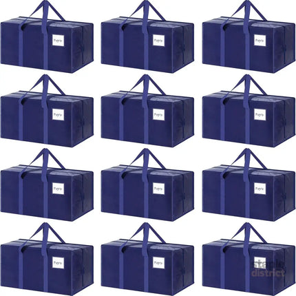 CARLA HOME 12-Pack Large Moving Storage Bags with Zippers & Handles with 95 Liters Capacity for Space Saving, Travel, Camping & Organization (Blue)-2050057512102793216