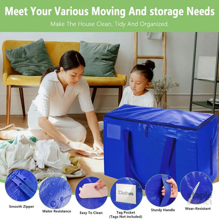 CARLA HOME 12-Pack Large Moving Storage Bags with Zippers & Handles with 95 Liters Capacity for Space Saving, Travel, Camping & Organization (Blue)-2050057512102793220