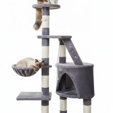 CARLA HOME 120cm Cat Tree for Indoor Cats with Condo, Hammock & Plush Perchfor for Kittens & Adult Cats-2050057516825579520