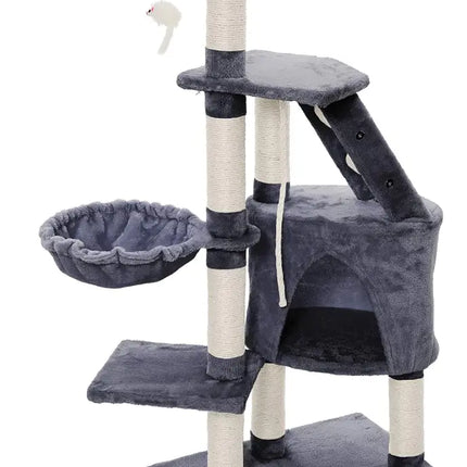 CARLA HOME 120cm Cat Tree for Indoor Cats with Condo, Hammock & Plush Perchfor for Kittens & Adult Cats-2050057516825579528