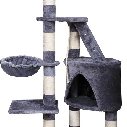 CARLA HOME 120cm Cat Tree for Indoor Cats with Condo, Hammock & Plush Perchfor for Kittens & Adult Cats-2050057516825579529
