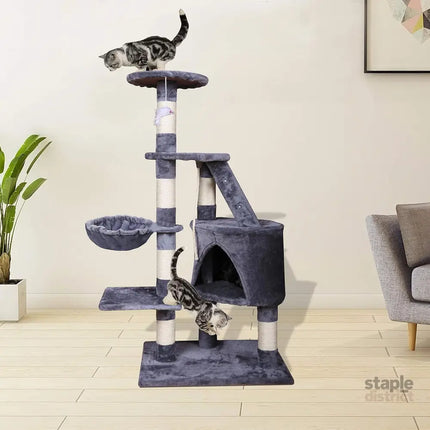 CARLA HOME 120cm Cat Tree for Indoor Cats with Condo, Hammock & Plush Perchfor for Kittens & Adult Cats-2050057516825579526
