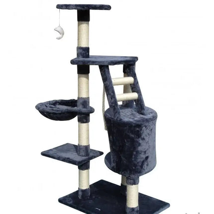 CARLA HOME 120cm Cat Tree for Indoor Cats with Condo, Hammock & Plush Perchfor for Kittens & Adult Cats-2050057516825579527