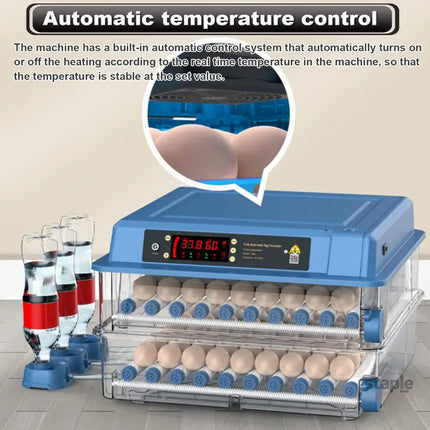 CARLA HOME 128 Egg Incubator with Automatic Turning, LED Display, Humidity & Temperature Control, Auto Water System & Built-in Egg Candler for Chicken, Duck, Quail, Goose-2050057513667268613