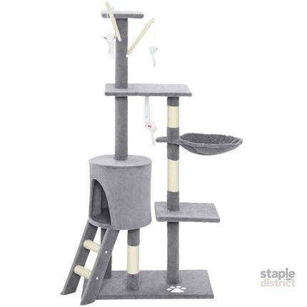 CARLA HOME 134cm Cat Tree for Indoor Cats with Hammock, Plush Perch & Sisal Scratching Posts for Kittens & Adult Cats (Light Grey)-2050057517026906121