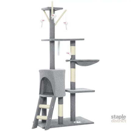 CARLA HOME 134cm Cat Tree for Indoor Cats with Hammock, Plush Perch & Sisal Scratching Posts for Kittens & Adult Cats (Light Grey)-2050057517026906120