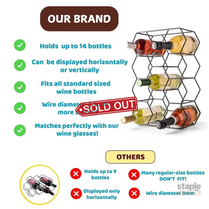 CARLA HOME 14 Bottle Freestanding Modern Metal Countertop Wine Rack Countertop-1992735284252512261