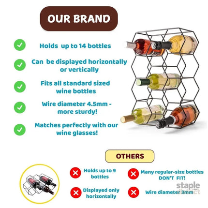 CARLA HOME 14 Bottle Freestanding Modern Metal Countertop Wine Rack Countertop-1992735284252512261