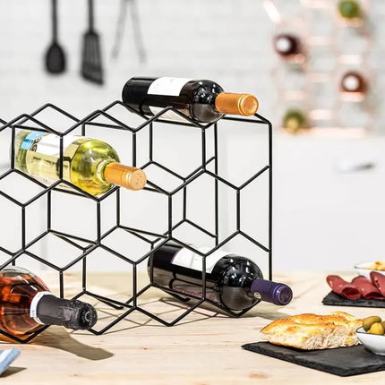 CARLA HOME 14 Bottle Freestanding Modern Metal Countertop Wine Rack Countertop-1992735284252512257