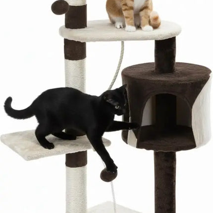 CARLA HOME 140cm Cat Tree for Indoor Cats with Plush Perch, Sisal Scratching Posts & Condo for Kittens & Adult Cats (Beige)-2050057517681217536
