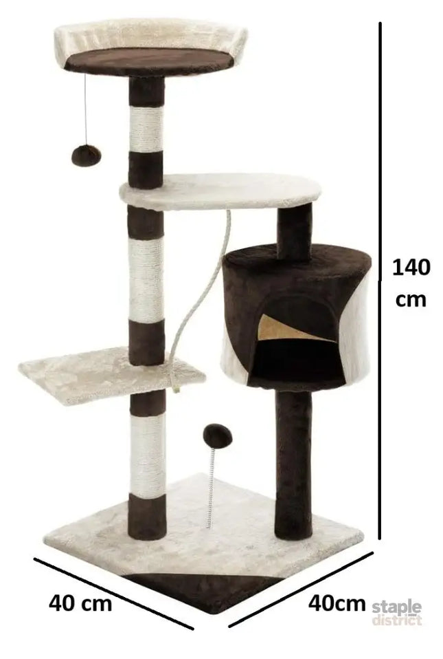 CARLA HOME 140cm Cat Tree for Indoor Cats with Plush Perch, Sisal Scratching Posts & Condo for Kittens & Adult Cats (Beige)-2050057517681217538