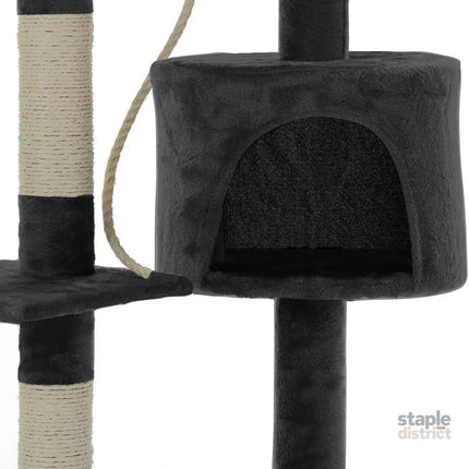 CARLA HOME 140cm Cat Tree for Indoor Cats with Plush Perch, Sisal Scratching Posts & Condo for Kittens & Adult Cats (Dark Grey)-2050057517471502342