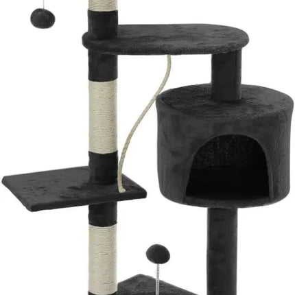 CARLA HOME 140cm Cat Tree for Indoor Cats with Plush Perch, Sisal Scratching Posts & Condo for Kittens & Adult Cats (Dark Grey)-2050057517471502345