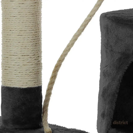 CARLA HOME 140cm Cat Tree for Indoor Cats with Plush Perch, Sisal Scratching Posts & Condo for Kittens & Adult Cats (Dark Grey)-2050057517471502344