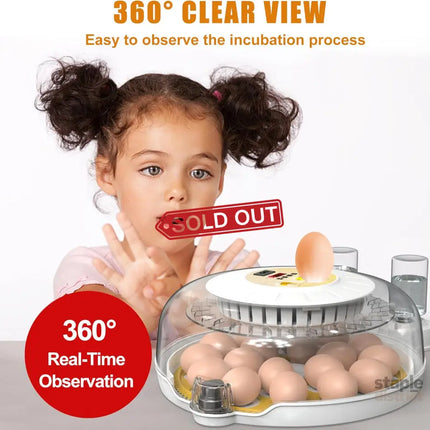 CARLA HOME 18 Egg Incubator with Automatic Turning LED Display Humidity & Temperature Control Auto Water System &