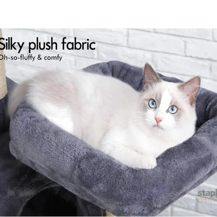 CARLA HOME 180cm Cat Tree Tower for Indoor Cats with Plush Perches, Dual Condos, Natural Sisal Scratching Posts & Ramps for Kittens & Adult Cats (Grey)-2050057518541049862