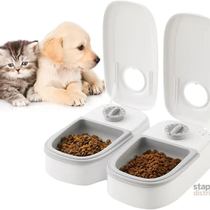 CARLA HOME 2 Meal Automatic Pet Feeder with Timer for Cat & Dog Wet & Dry Food (Dual Bowl 700ML)-2050057507338063872
