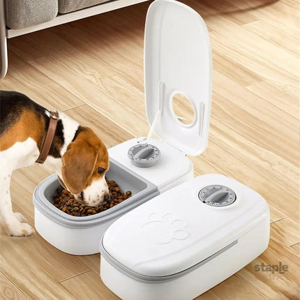 CARLA HOME 2 Meal Automatic Pet Feeder with Timer for Cat & Dog Wet & Dry Food (Dual Bowl 700ML)-2050057507338063880