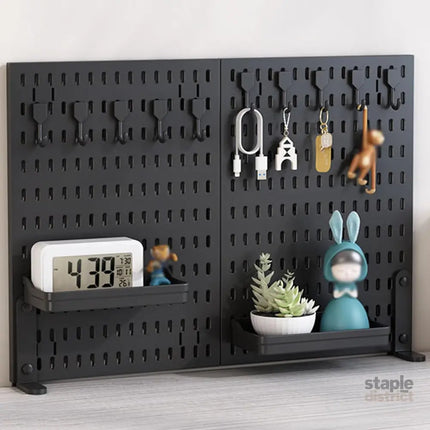 CARLA HOME 2 Pack Desk Pegboard Organizer Kit  with Hooks, Tray & Mount Ideal for Office, Gaming Setup & Home Workspace Organization (Black)-2050057504062312448