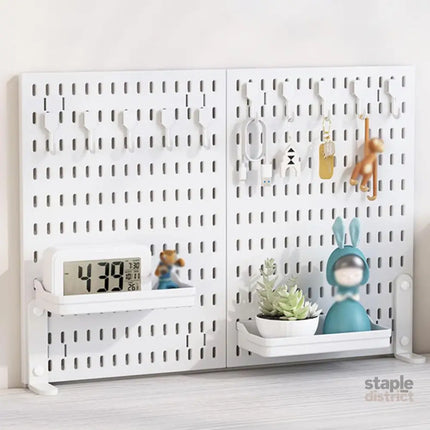 CARLA HOME 2 Pack Desk Pegboard Organizer Kit  with Hooks, Tray & Mount Ideal for Office, Gaming Setup & Home Workspace Organization (White)-2050057504221696000