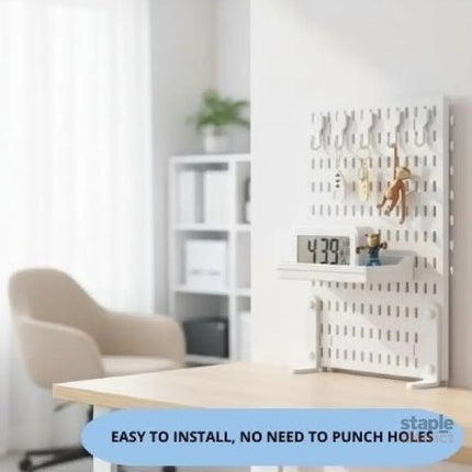 CARLA HOME 2 Pack Desk Pegboard Organizer Kit  with Hooks, Tray & Mount Ideal for Office, Gaming Setup & Home Workspace Organization (White)-2050057504221696006