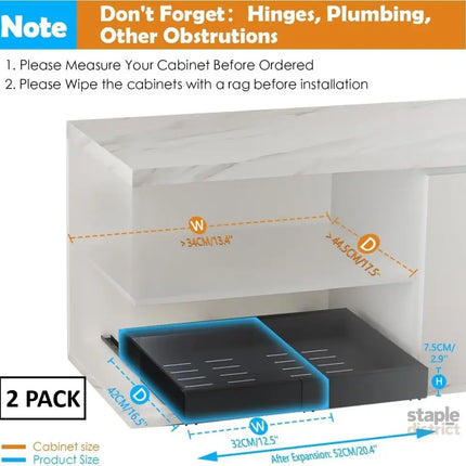 CARLA HOME 2 Pack Pull Out Cabinet Organizer Expandable for Cabinets with Adjustable Slide Out Shelves and Easy Installation (Black)-2042061562671403009