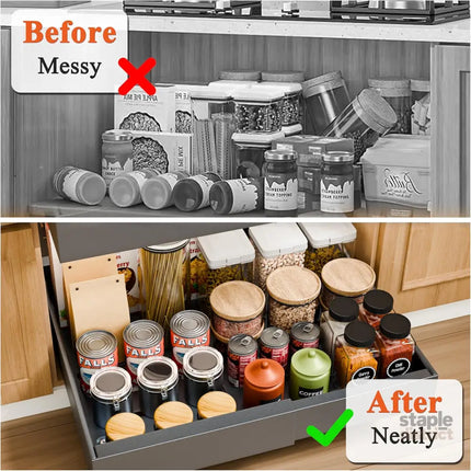 CARLA HOME 2 Pack Pull Out Cabinet Organizer Expandable for Cabinets with Adjustable Slide Out Shelves and Easy Installation (Grey)-2042061562851758083