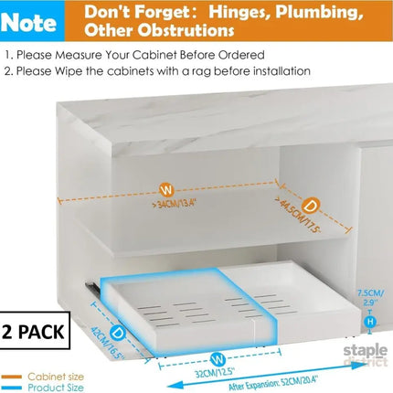 CARLA HOME 2 Pack Pull Out Cabinet Organizer Expandable for Cabinets with Adjustable Slide Out Shelves and Easy Installation (White)-2042061563040501761