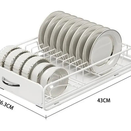 CARLA HOME 2 Pack Pull Out Dish Rack for Kitchen Cabinet with Slide Out Drawer Organizer for Plates, Bowls & Utensils-2050057509863034887