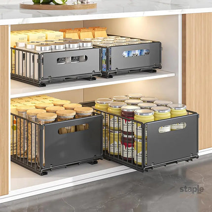 CARLA HOME 2 Pack Pullout Cabinet Kitchen Organizer Drawers with No-Drilling and Adhesive Design for Pantry & Cabinets-2050057501377957895