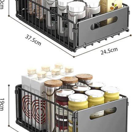 CARLA HOME 2 Pack Pullout Cabinet Kitchen Organizer Drawers with No-Drilling and Adhesive Design for Pantry & Cabinets-2050057501377957894