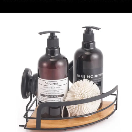 CARLA HOME  2 Pack Round Bamboo Corner Shower Caddy Shelf Basket Rack with Premium Vacuum Suction Cup No-Drilling for Bathroom and Kitchen-2042061554609950723