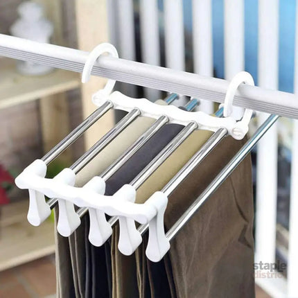 CARLA HOME  2 Pack Stainless Steel Adjustable 5 in 1 Pants Hangers Non-Slip Space Saving for Home Storage-2042061534284353544