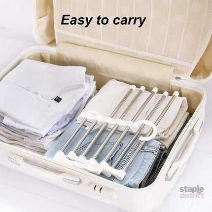 CARLA HOME  2 Pack Stainless Steel Adjustable 5 in 1 Pants Hangers Non-Slip Space Saving for Home Storage-2042061534284353540